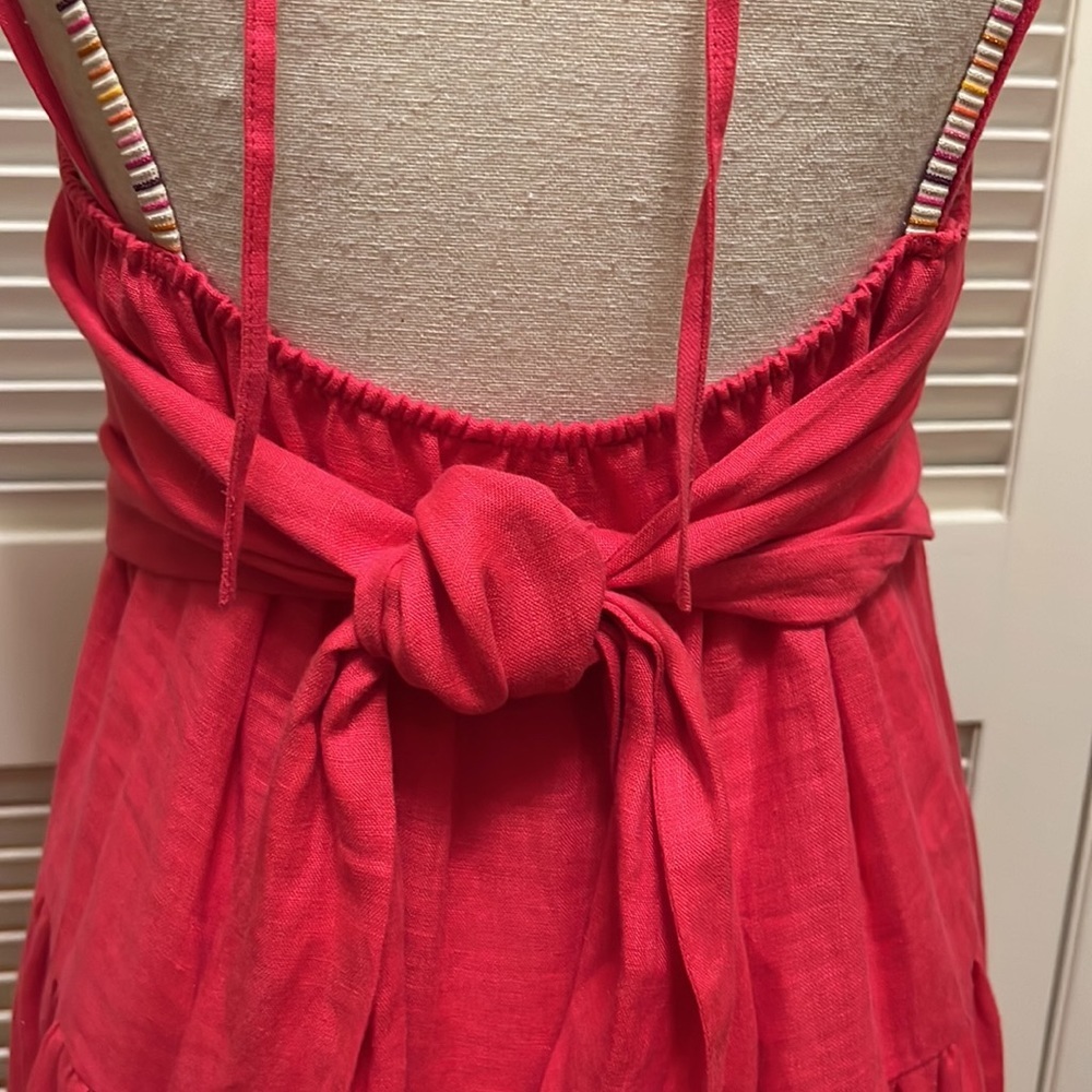135. SFIZIO Linen Maxi Dress In Raspberry, Size Medium - Picture 14 of 17